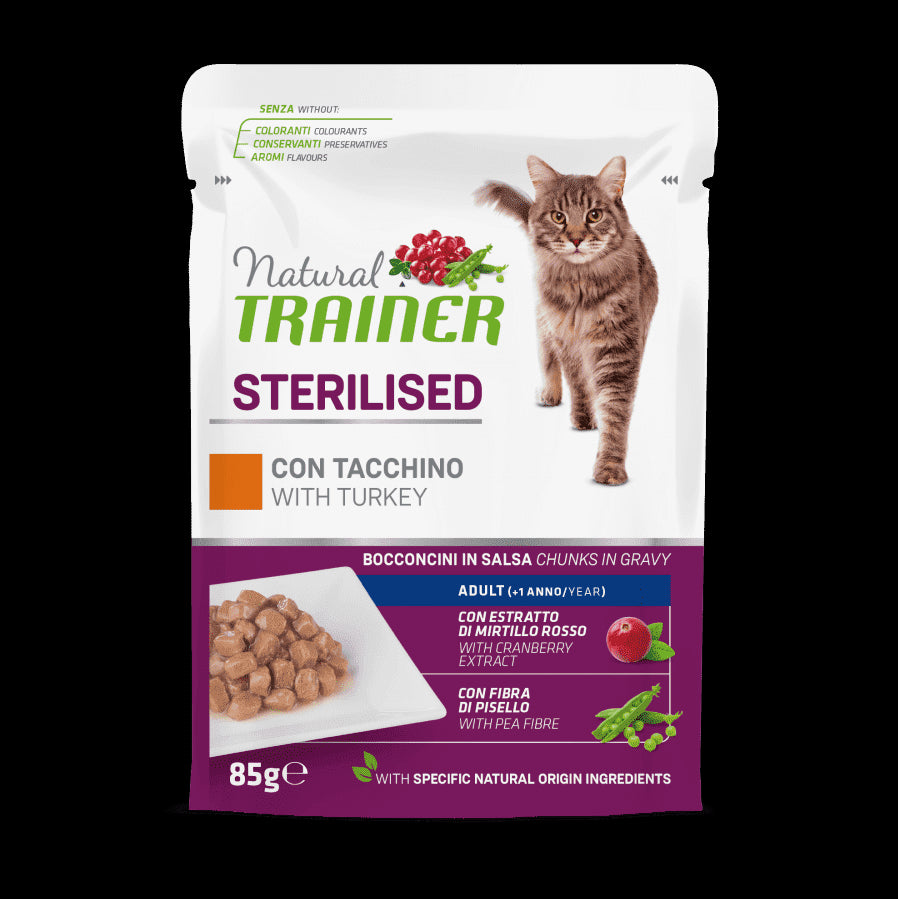 Natural Trainer Sterilised con Tacchino 85g - Gatti Adulti Sterilizzati Natural Trainer Sterilised con Tacchino 85g - Gatti Adulti Sterilizzati